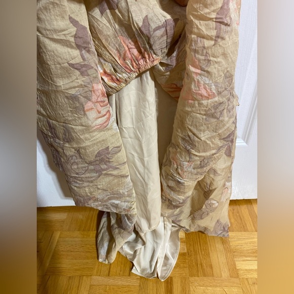 H&M Cut Out V-Neck Frill Flowy Back Tie Floral Draping Maxi Dress Size Small - Picture 9 of 13